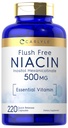 Carlyle Niacin Flush Free 500mg 220 Capsules 非GMO和Gluten 免费基本维生素