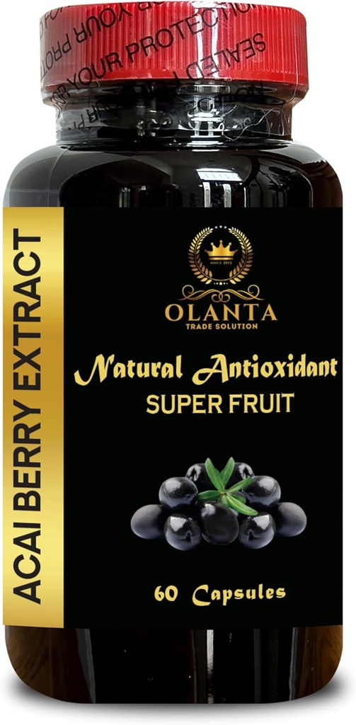 ACAI Berry 提取 - 超级水果抗氧化剂,天然能源助推剂, Acai Berry Powder 超级食品, 支持能源 - 1瓶 60 Capsules