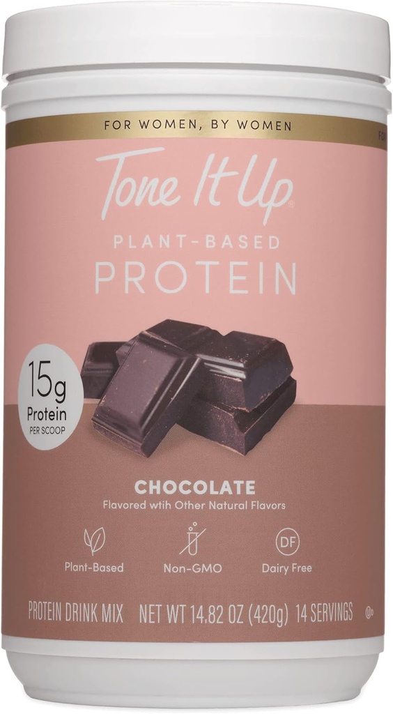 Tone It Up 植物蛋白粉I 乳品免费,无胶质,Kosher, Non-GMO Pea & Chia种子蛋白和Oat Milk I 为女性服务 14 g 蛋白质 – 巧克力