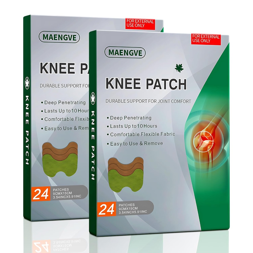 草膝补丁 – 48 Pcs自热帕 联合易感与肌肉放松 – 12 Hour Heat Pad for Knee Relief, Pain Support & Compfort