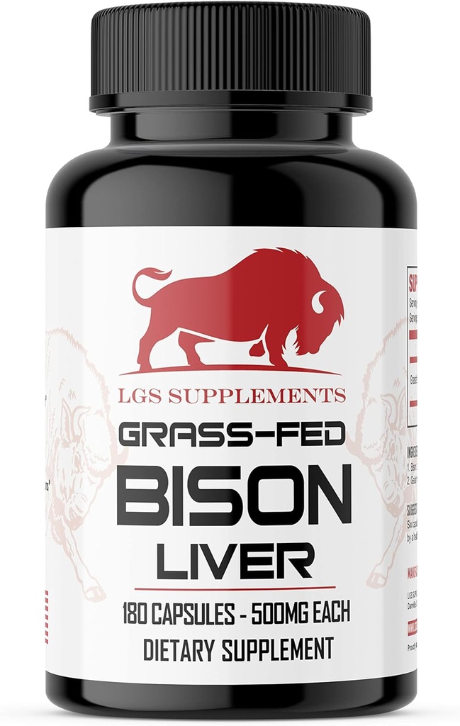 Grass Fed Bison Liver Capsules 支持能源生产,解毒,文摘,豁免,天然铁非GMO,Stream Dried Liver Health Supplement, 3000mg