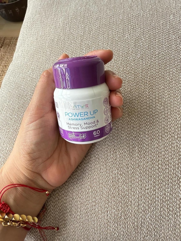 Intus Power Up – Ayurvedic Ashwagandha 聚焦,记忆,精神清晰和能量的补编 – 健康支持的适应性公式 – 60平板