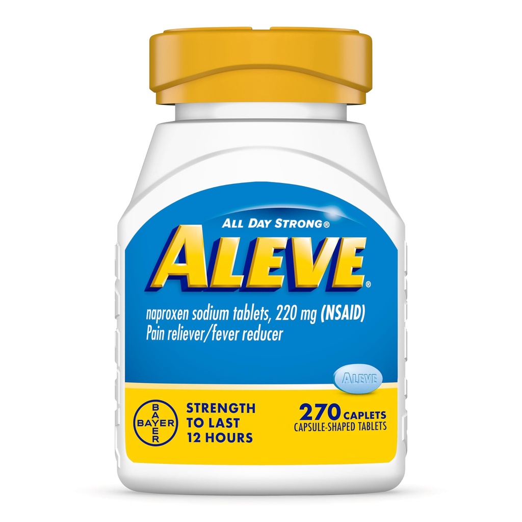 Aleve Pain Reliver & Fever Reductioner Naproxen Sodium Caplets, 体痛救济, 270 计数