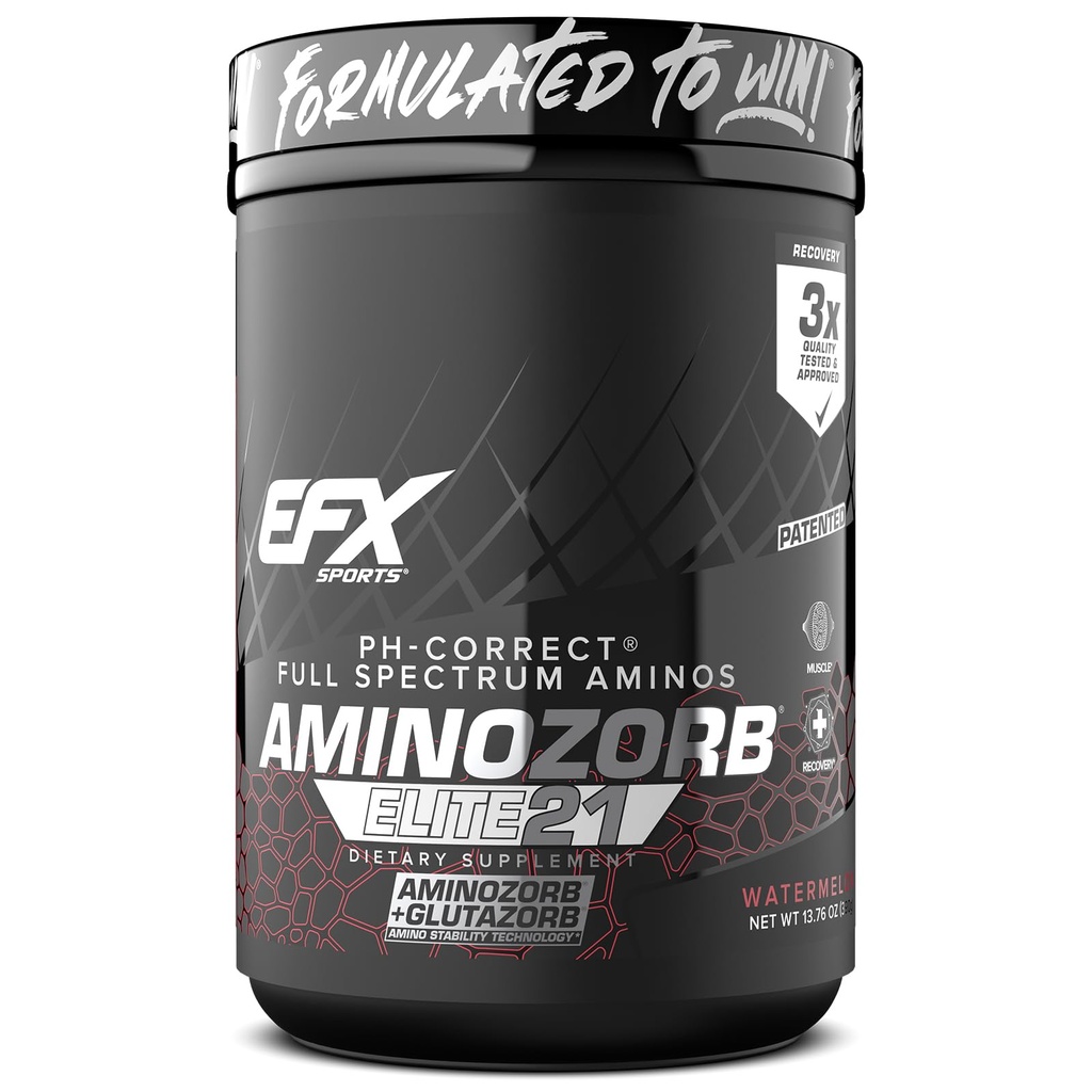 EFX Sports Aminozorb Elite 21 QQ PH-Correct,全光谱氨基s + Glutamine + 基本和非基本氨基| → 零糖 + 30 services (Watermeron)