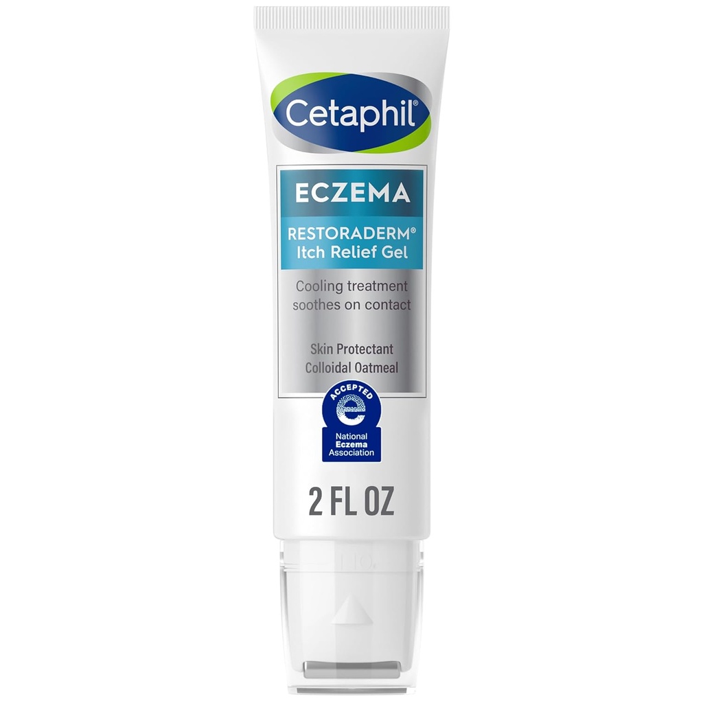 CETAPHIL ECZEMA RESTORADERM Itch Relief Gel, 对于 Eczema Prone Skin, 2 fl oz, 即时Soothes, 12小时Itch Relief, 0.5% 皮肤保护类凝胶 Oatmeal, 无类固醇