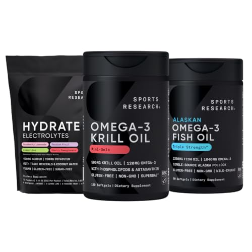 运动研究 南极磷虾油 Omega 3 迷你软凝胶 500mg 配有磷虾,乔林,Astaxanthin,三强 Omega 3 Burpless鱼油 1250mg 糖自由多氟水合电解