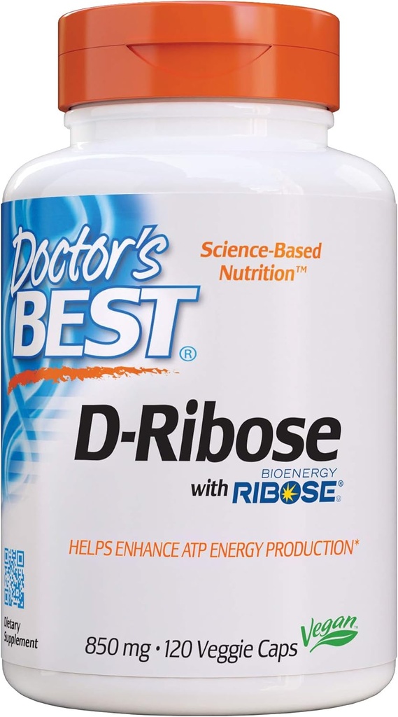 博士最佳D-Ribose,支持ATP能源生产,非GMO,Gluten Free,Soy Free,Vegan 120 Veggie Caps
