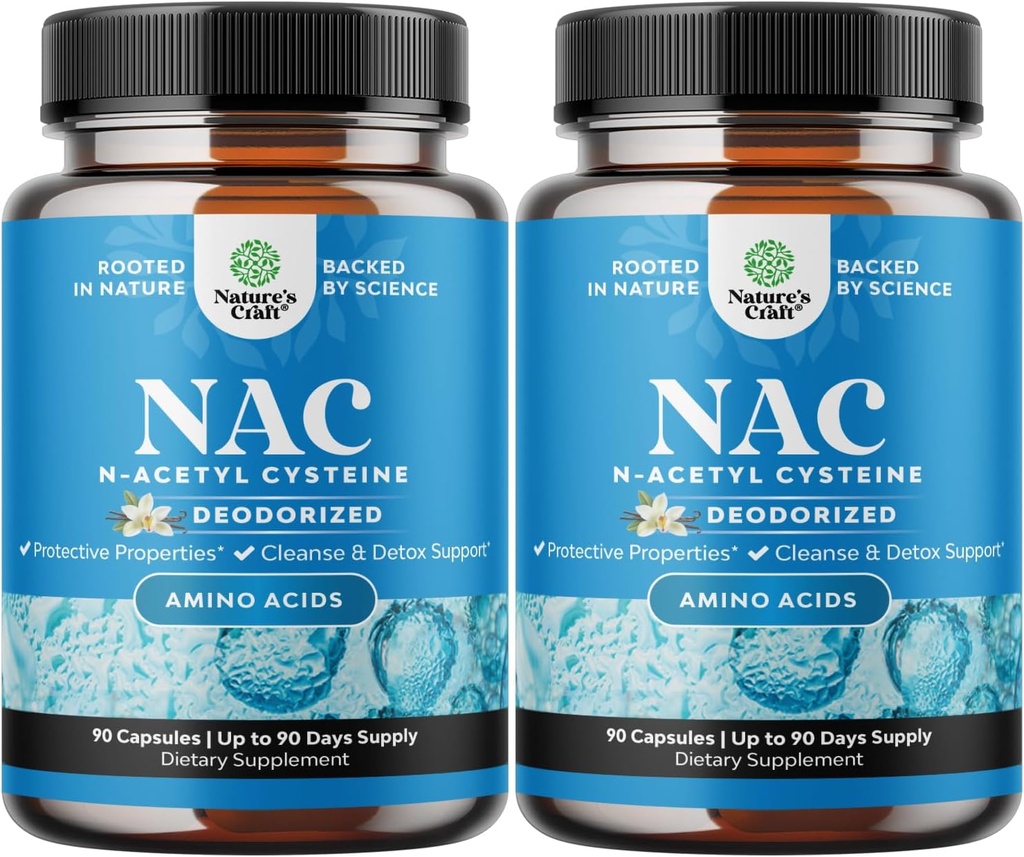 NAC 补充 N-乙酰Cysteine 600mg - Vegan 高吸收 NAC 600 mg Capsules - Glutathione 肝脏清洁除毒和修复加肺健康和豁免支助前体(180名服务员)