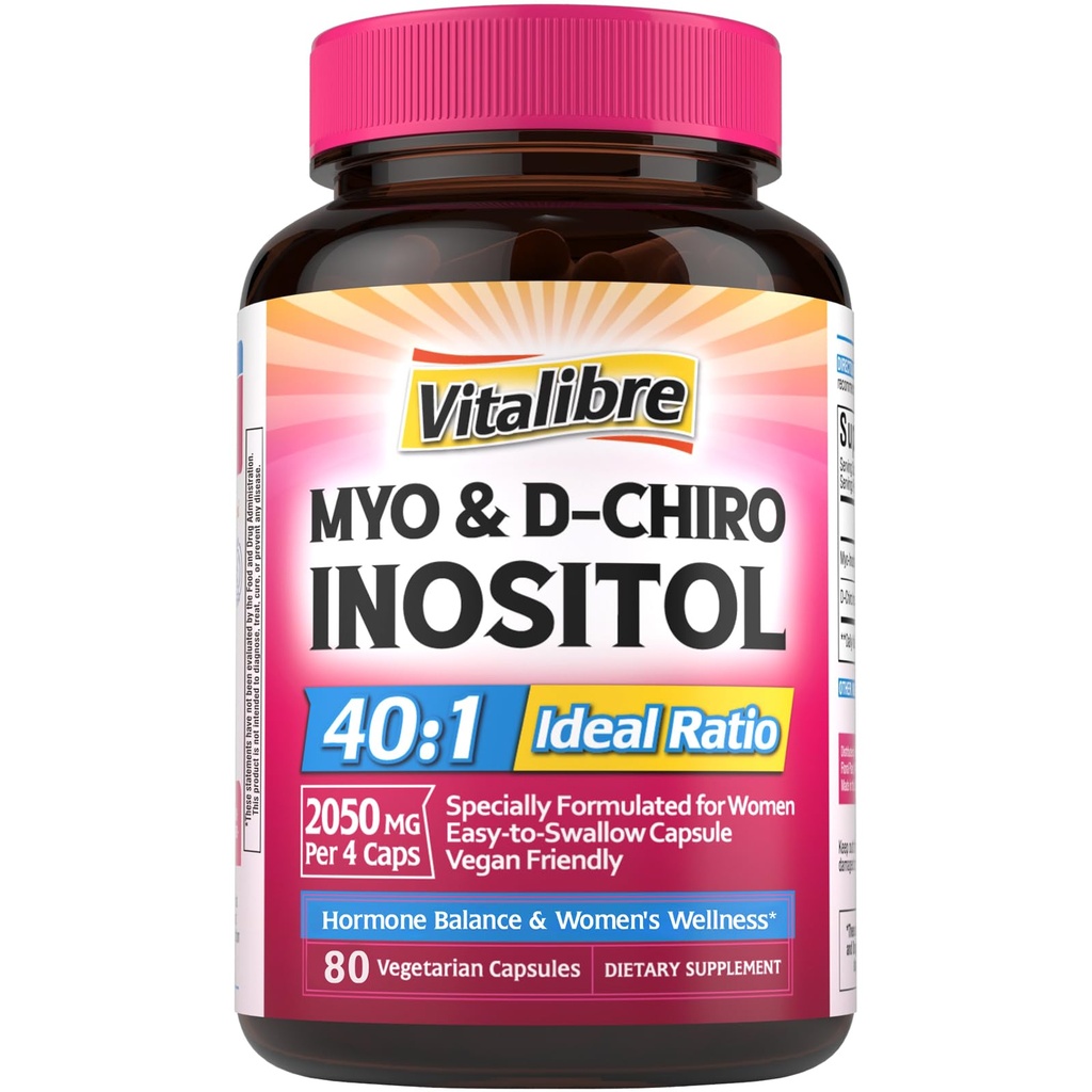 Inositol补编,Myo-Inositol & D-Chiro Inositol妇女生育率补编,40:1理想比率、荷尔蒙平衡和排卵支助,80维冈卡普尔