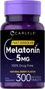 Carlyle Melatonin 5 mg 快速溶解300 片 | Berry Flavor | Vegetarian,非GMO 补充
