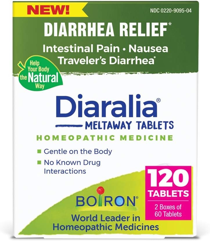 Boiron Diaralia 痢疾救济、毒气、肠胃疼痛和特拉夫勒痢疾的药片——120份(2包60份)