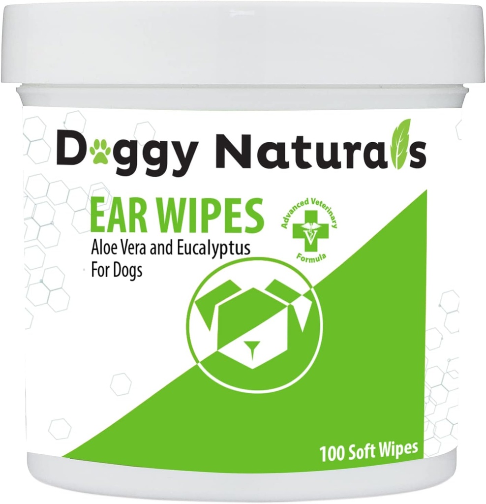 Aloe和Eucalyptus的狗耳清洁擦拭剂(100个计数器) - Otic Cleanser for Dogs (Made in U.S.A) (100ct wips with Aloe & Eucalyptus)