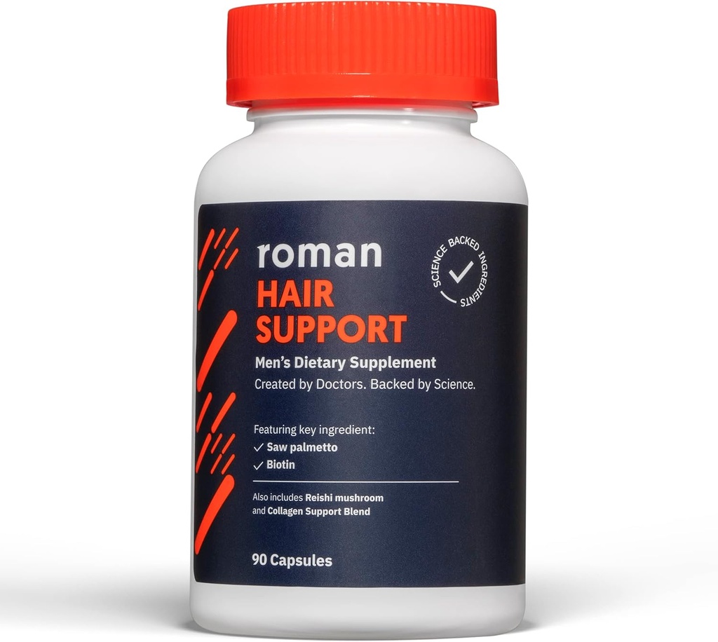 Ro hair Support Support for Men QQ 配有 Saw Palmetto, Zinc, 和 Biotin 帮助支持和 Nourish hair 30天供应(90 Capsules)