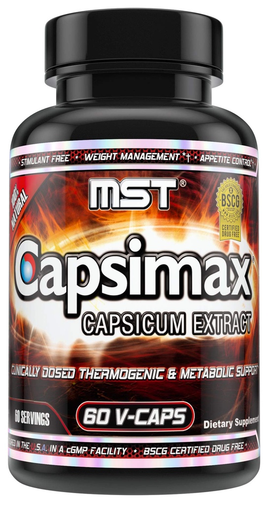 MST Capsimax 补充100mg V Capsules, 60 服务临床剂量体重管理,热成性,Appetite控制,卡罗里燃烧,Metabolic健康,无兴奋剂. BSCG认证