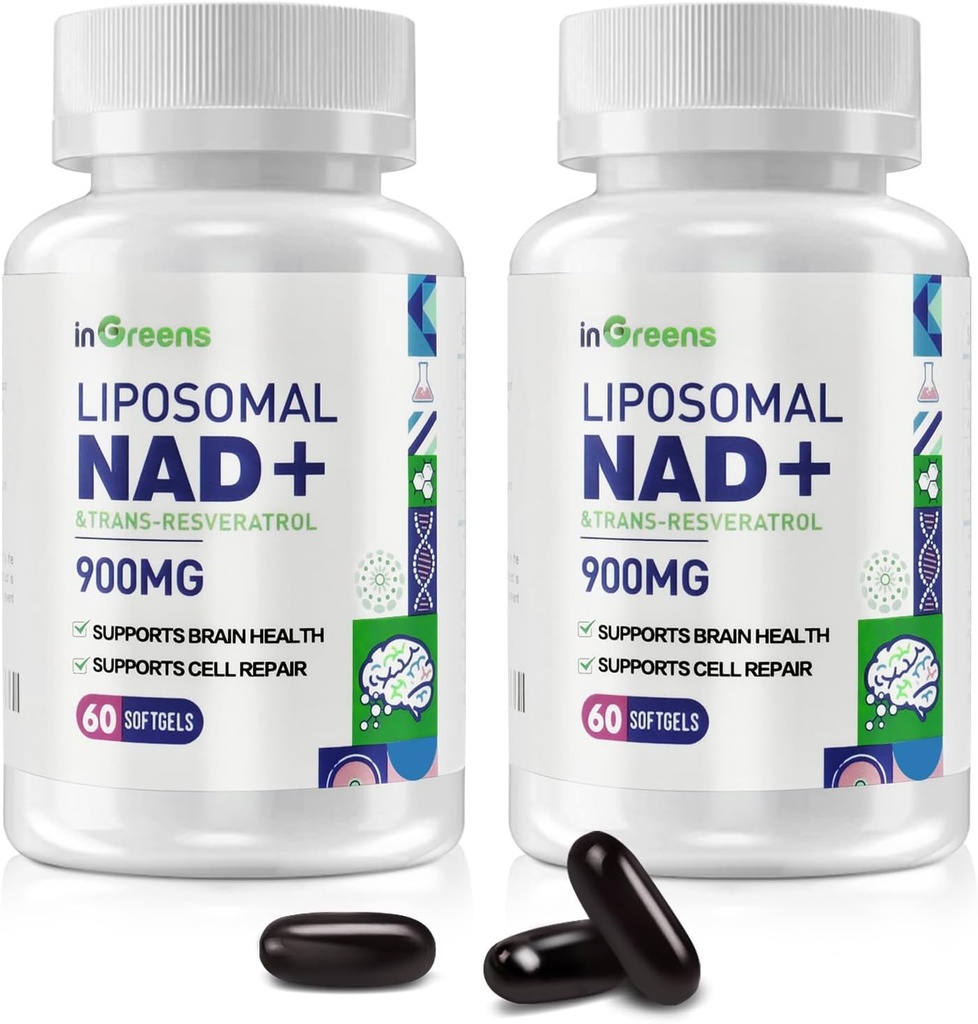 900 mg 脂吸虫 NAD+ 补充:Trans Resveratrol 300毫克、替换NMN、高级吸收、DNA修复和助推NAD+、老化防御、能源、120软胶、2包