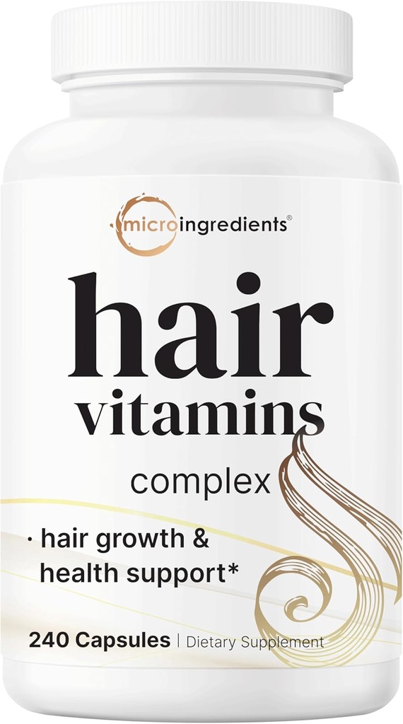 微成份 女性和男性的毛发生长维生素,240 Capsules → 14-in-1 配有 Biotin, Collagen, Keratin, Saw Palmetto & More → Thicker, Fuller, Nourishes Thinning & Loss 头发支持