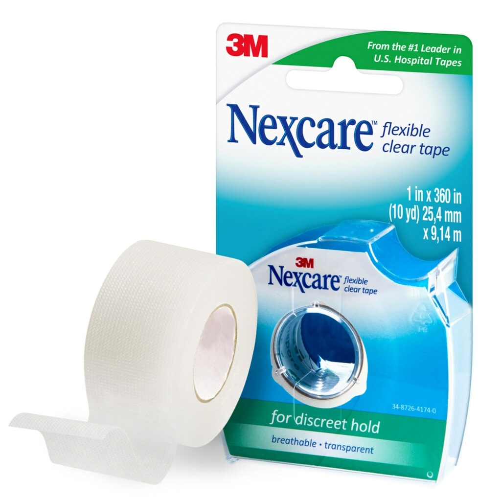 Nexcare 弹性清晰磁带、防水透明医疗磁带、安全服装和Catheter Tubing - 1 in 10 Yds, 1 Roll of Tape