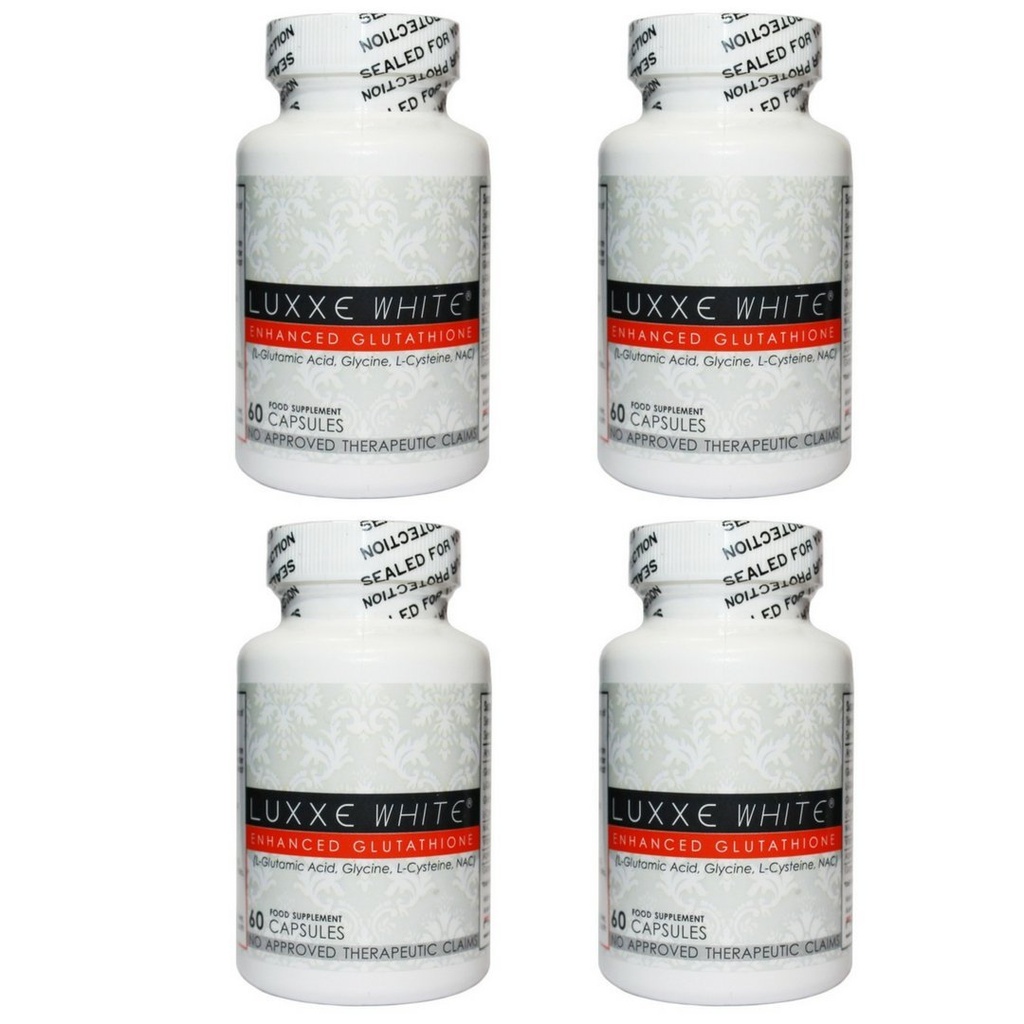 4 瓶 60 Caps Luxxe 白色强化胶囊 - 有效的皮肤白化补充剂