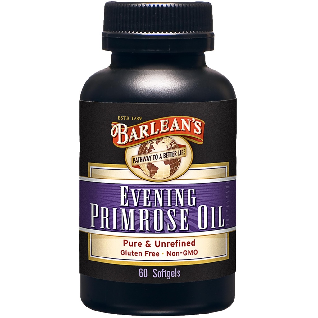 Barlean's Evening Primrose Oil Softgels with Gamma-Linolenic Acid (GLA) - 非GMO, Gluten-Free - 60-Softgels (GLA) (英语).