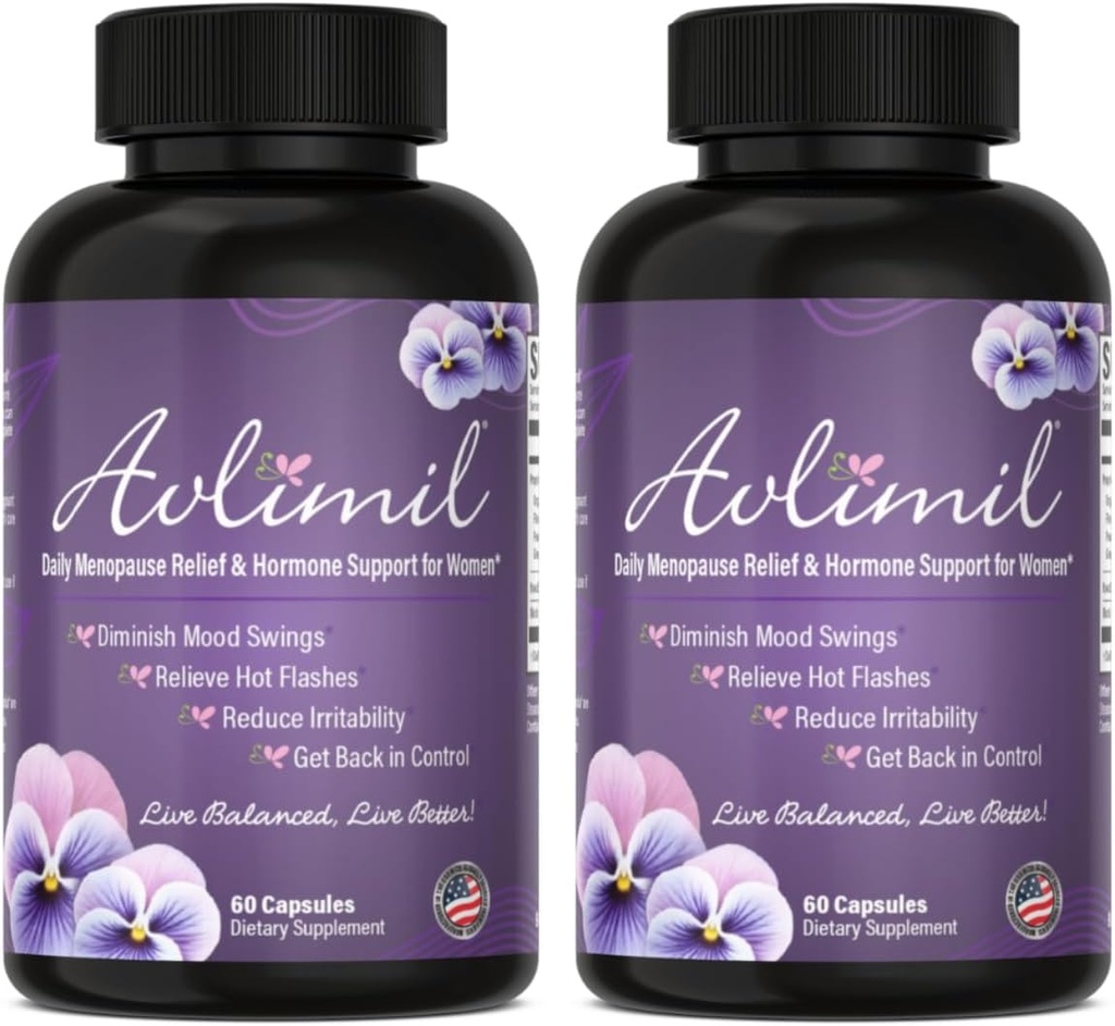 Avlimil-Hormone 平衡与更年期 – 免于摩擦、热闪光、夜汗和刺激 - 伊索夫拉沃内斯、黑科霍什、拉斯贝里、瓦莱里安、塞奇、红克洛弗、莱蒙巴尔姆 - 2个月