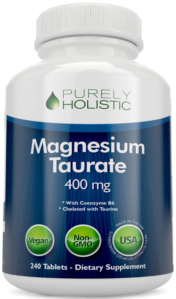 陶拉提镁400mg 平板 - 含陶拉因和Coenzyme B6的Chelated Magnesium - 心血管健康、肌肉和神经功能的高吸收复合物 - 240 Vegan平板