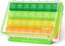 AUVON Moisture-Proof月药丸组织者,大型28天药盒箱,可移动 4周药剂组织者行,方便旅行 储存鱼油,维生素,补充品,药剂