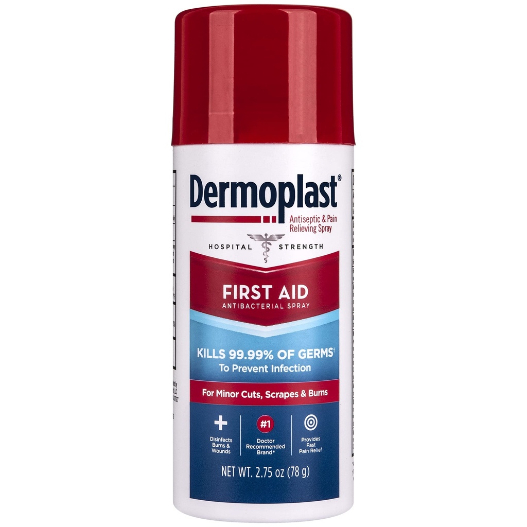 Dermoplast急救喷洒、止痛剂和小刀、破伤风和烧伤的消毒喷洒,2.75 Ounce(包装5月Vary)