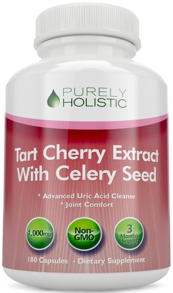 Tart Cherry 提取 Capsules 1000mg - 180 Capsules, 3个月供应 - 与 Tart Cherry 和 Celery 种子粉混合