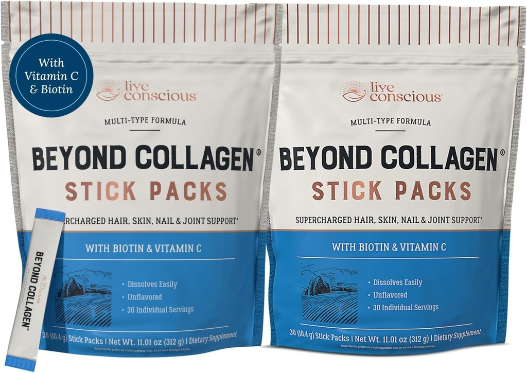 Live Annotive Beyond Collagen Peptides Powder Uflored Packets-Hydrollyzed Collagen Powder-Hair Skin Nail & 联合支持-多类型 Collagen 30 Pack(2pk) 女性和男性 30 Pack(2pk)