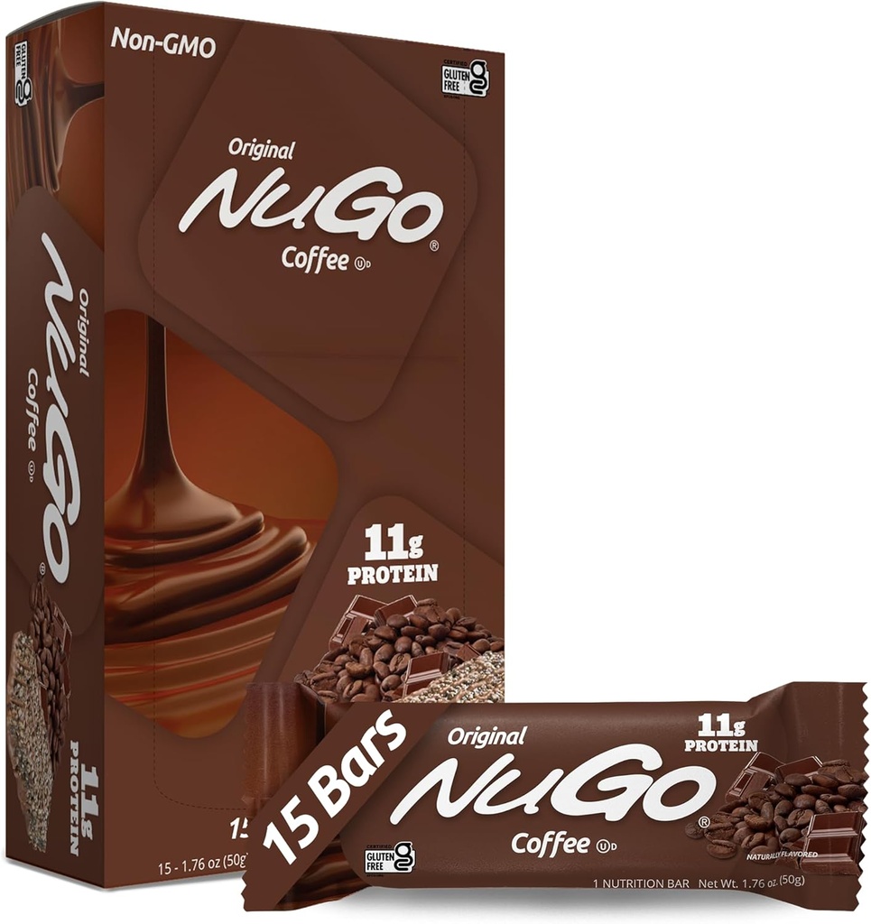 NuGo蛋白棒,咖啡,11g蛋白,Gluten Free,15 Count