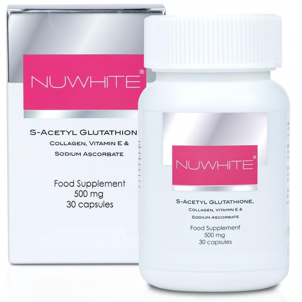 Nu 白色 S- 乙酰基 Glutathione 新型改进配方 皮肤 30 盖