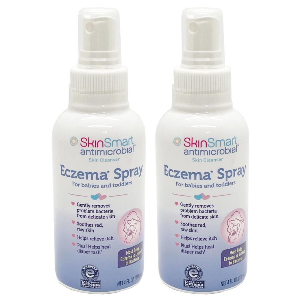 SkinSmart Eczema Spray for Babies and Toddlers, 移除细菌, 从而消除SkinCan Heal, 4 Ounce Spray (Pack of 2) 安全用于Delacate和Raw Skin