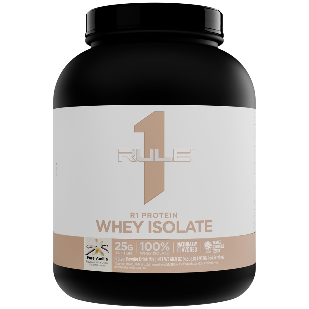 规则1 天然裂纹R1蛋白质Whey 隔热剂 - 含25g蛋白质 & 6g BCAA 纯隔离和水解源的清洁方程式用于恢复工作(4.3英镑*,纯香草)