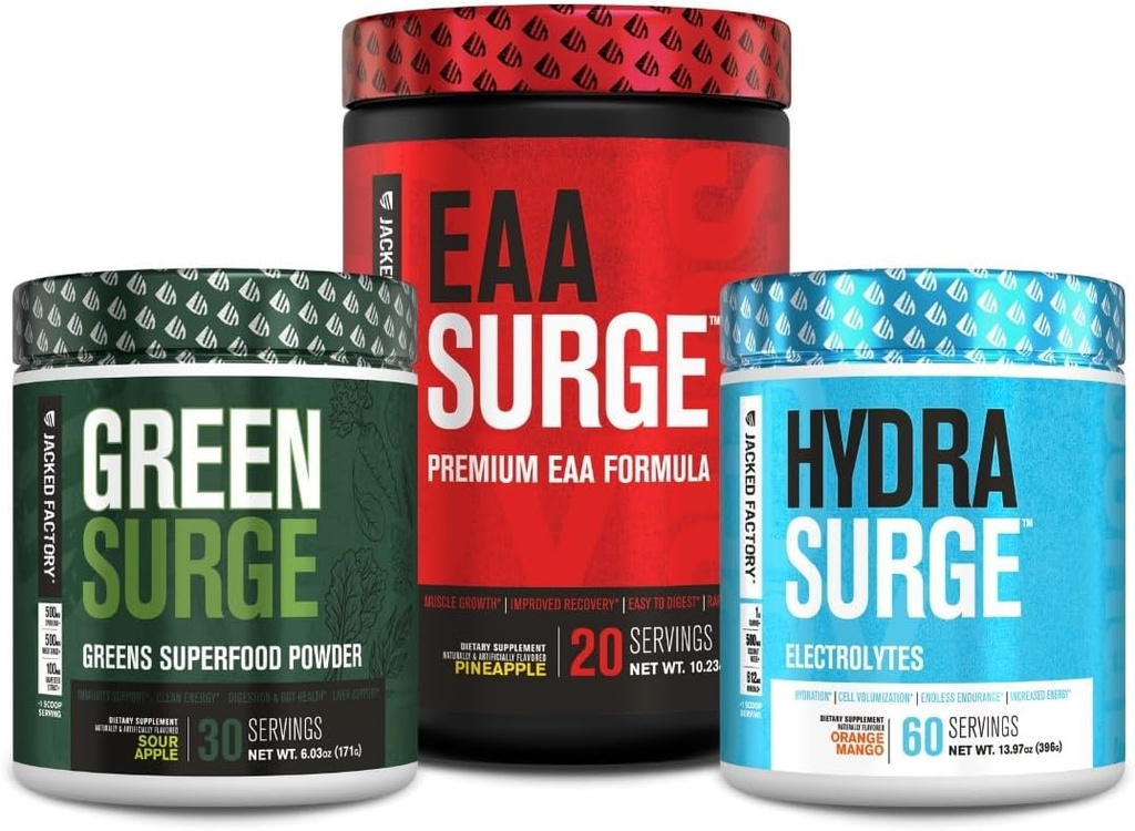 Jacked Factory Green Surge Green Superfood Powder, 水合水解水补充, EAA Surge EAA补充