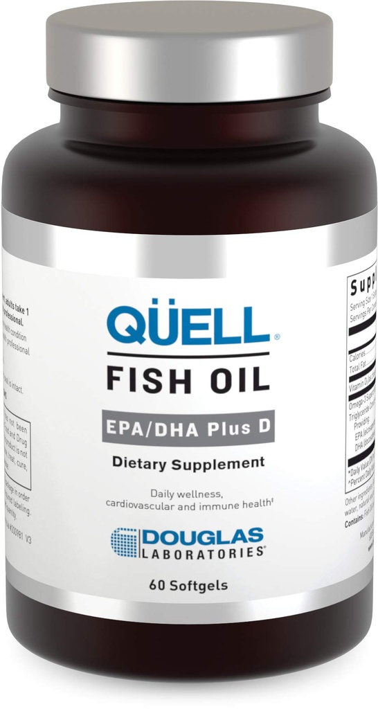 Douglas实验室 Quell鱼油 EPA/DHA Plus D → 3:2 EPA与DHA基本 Omega 3脂肪酸 + 1 000 I.U 维生素D3* → 60 软胶