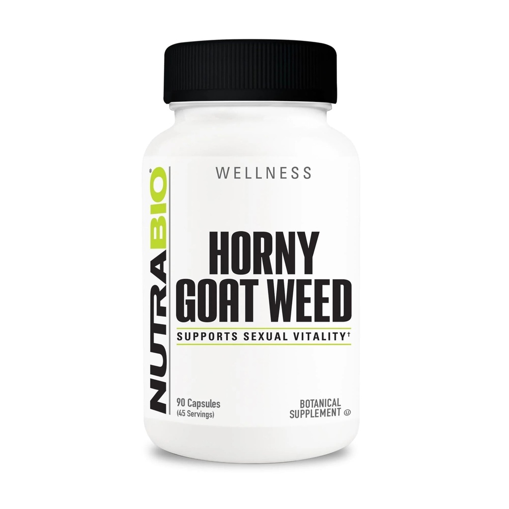 NutraBio Horny山羊草提取补充剂,500mg -- -- 男女,帮助支持能源和生命力,90个蔬菜瓶