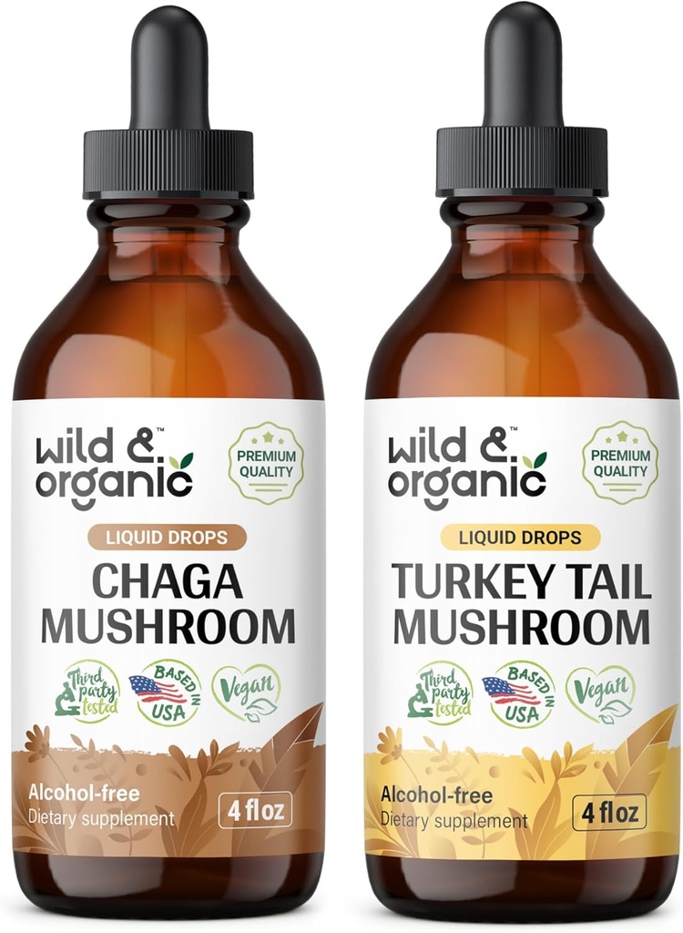 野生和有机查加蘑菇 Tincture 4 fl oz & Turkey 尾孢蘑菇 Tincture 4 fl oz