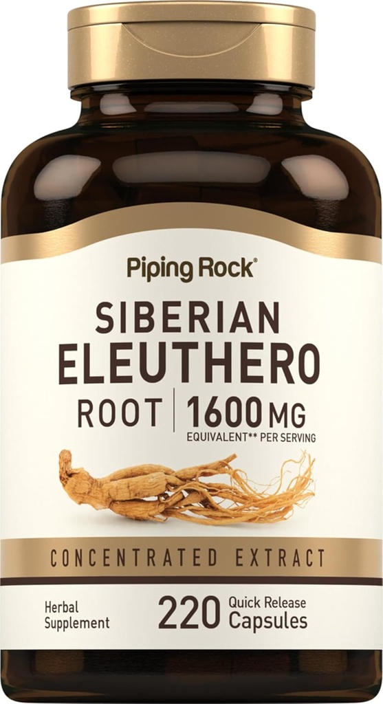 Piping Rock 西伯利亚 Eleutthero 根状盖子 1600mg → 220 伯爵 → 集中草药提取 → Non-GMO, Gluten Free Supplement