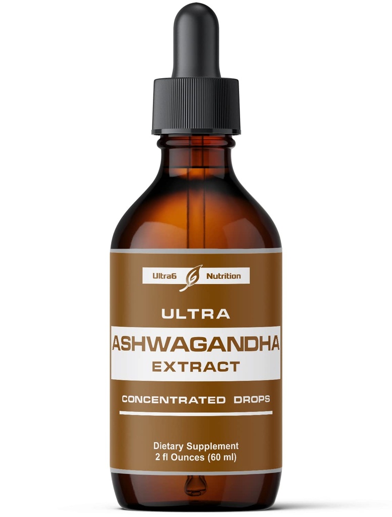 Ultra6 营养 Ashwagandha 液滴 -- -- 有机Ashwagandha 补充剂Rhodiola Rosea Tincture -- -- 木和能源根提取剂 -- -- 男女补充剂