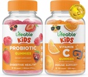 活生生的2亿CFU儿童+维生素C儿童,Gummys Bundle - 大品尝,维生素补充,Gluten Free,GMO Free,Chewable Gummy