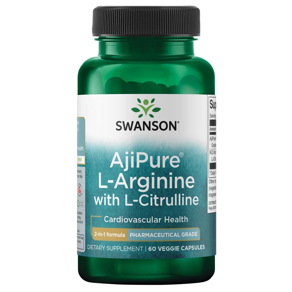 Swanson 氨基酸 Ajipure L-Arginine 与 L-Citrulline 60 Veg 笼盖