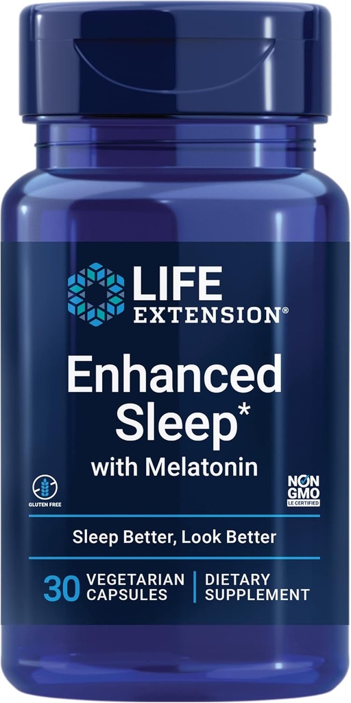 延长生命 增强睡眠与梅拉托宁 - 梅拉托宁睡眠补充 休息与健康皮肤 & More – Gluten-Free, Non-GMO, Vegetarian - 30 Capsules