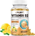 维生素B2 Gummies Riboflavin 400mg 儿童与成年人补充剂 - 甘油镁、锌、CoQ10、维生素B12 - Migraine Relief & Energy,神经系统支持,无糖柠檬火焰,60厘米