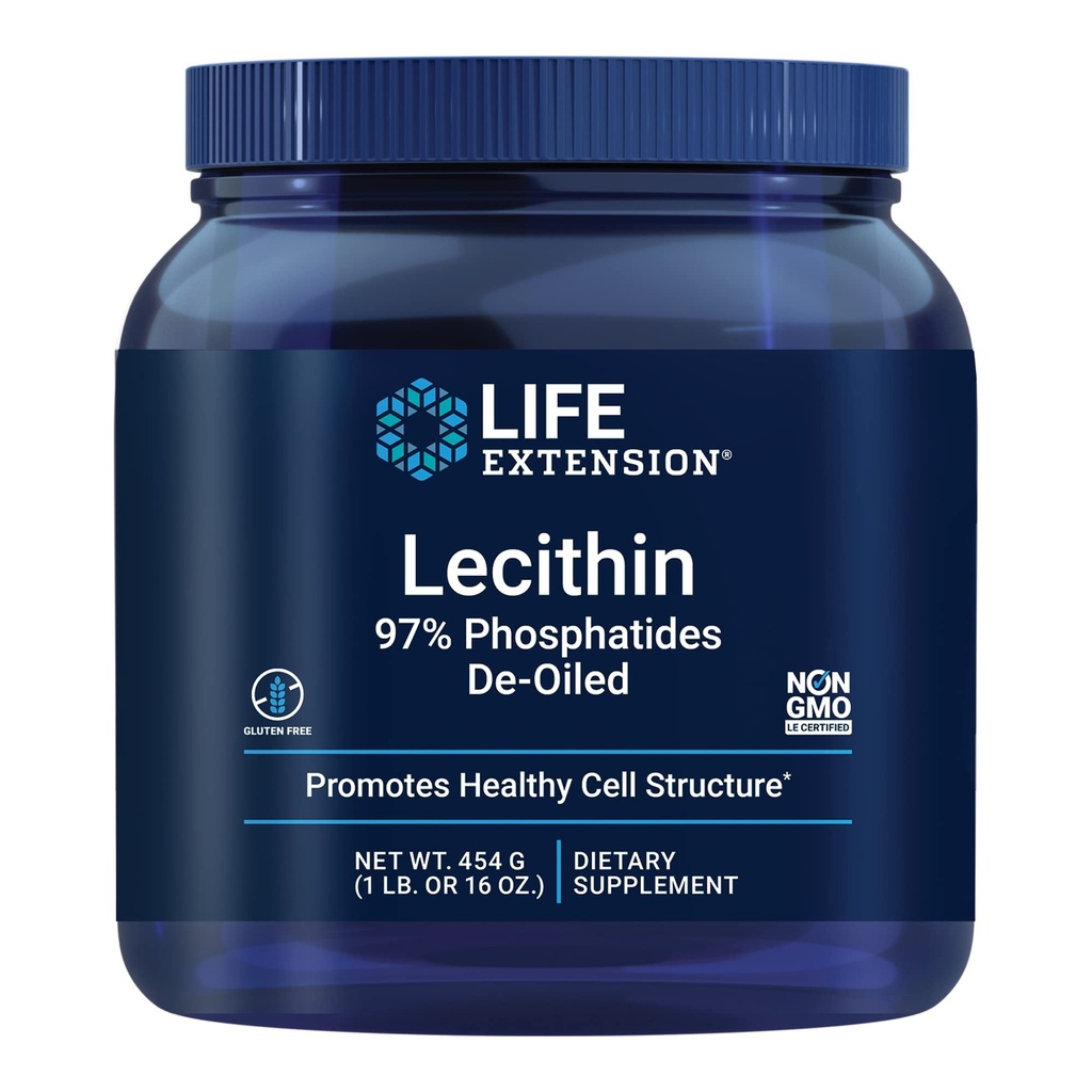 生命延展 Lecithin,促进大脑中的健康细胞结构和功能,无胶原,非GMO,蔬菜,454克