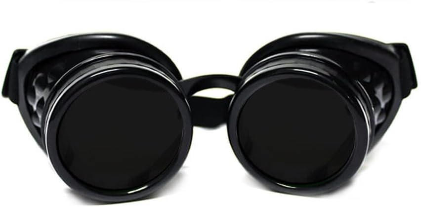 GloFX Steampunk Goggles 叮当 - Rave EDM 节日的附属品 - 哥特式 Cosplay Welder Goggles - 带有暗叮当镜头的黑色Goggles