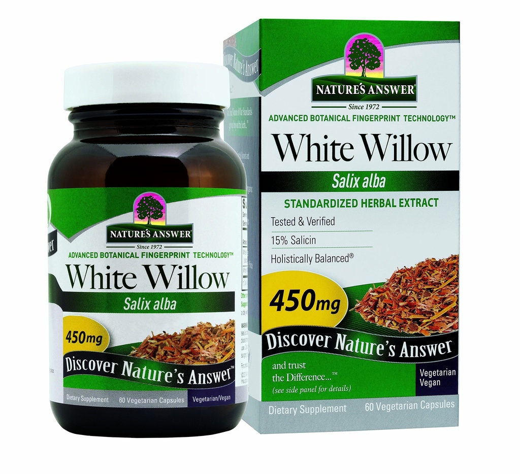 Nature's Answer White Willow | 促进整体健康与幸福 | Vegan, Gluten-free, 非GMO & Kosher 认证 | 60ct