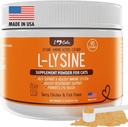 iHeartCats L-Lysine for Cats - Immune & Respiratory 猫类补充剂 - 猫打喷嚏和runny Nose Relief - L-Lysine Powder with Cat Nip - 鸡肉和沙门火焰