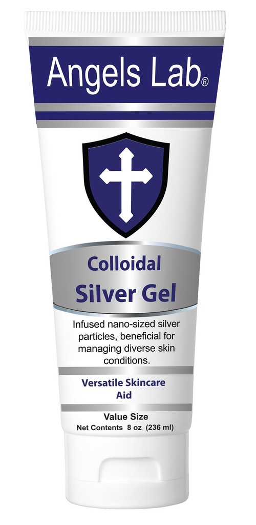 Angels Colloidal Silver Gel Nano Silver Gel 伤病护理 — 烧伤、晒伤和刺激皮肤的未发芽治疗膏 — 8oz公式