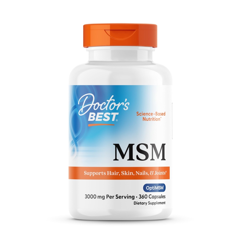 医生最佳MSM, 支持头发, 皮肤, 钉子, 和联合, 非GMO, Gluten Free, 3000 mg 个人服务, 360 capsules