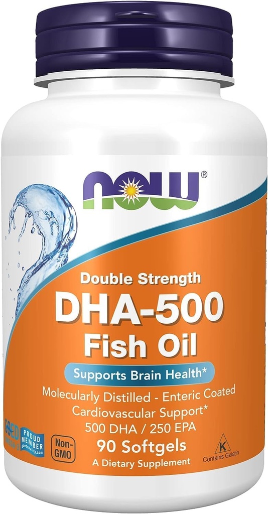 现在食品 DHA-500 mg 支持认知功能,90 sgels